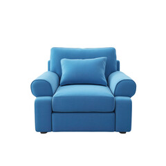 Fototapeta premium Comfy Blue Armchair: A cozy blue armchair with a plush seat and comfortable back, inviting relaxation and a touch of modern elegance.