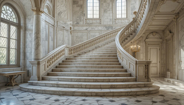 Elegant staircase in a historic building - Powered by Adobe