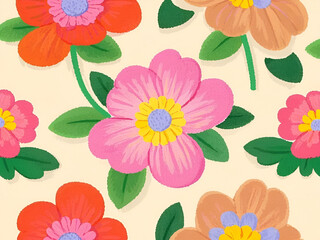 Obraz premium Floral pattern. Pretty flowers on a white background. Printing with small orange, red, and pink flowers.