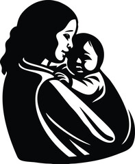 A woman with a baby in her arms silhouette┃Mother's day silhouette