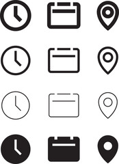 Location, date, time icon , vector illustration