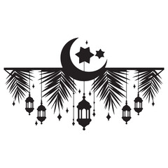 Beautiful Muslim festival illustration featuring mosques and stars