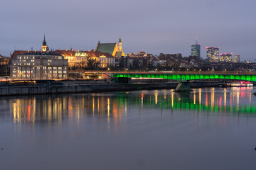 Fototapeta premium Night cityscape of the capital city of Warsaw.