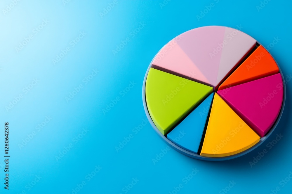 Aufkleber A flat, modern design of a pie chart divided into different data sections, representing statistics
