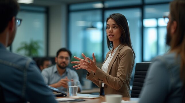Confident Asian Professional Leading Business Meeting in Modern Office