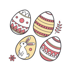 Easter eggs Set Clip art Vector Illustration