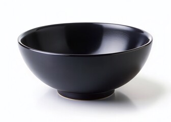 Elegant Black Bowl Isolated on White Background - Perfect for Food Photography and Mockups