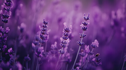 Obraz premium A close-up of lavender flowers in a soft purple hue, evoking tranquility and nature's beauty.