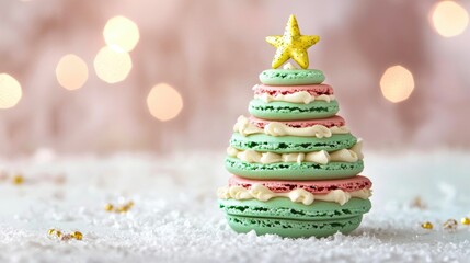 Holiday Themed Macaroons with Christmas Tree