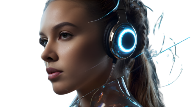 Create transparent background images of futuristic tech gadgets such as wireless earbuds
