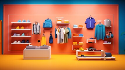 Trendy Clothing Boutique Interior Design: A 3D Render of a Stylish Store