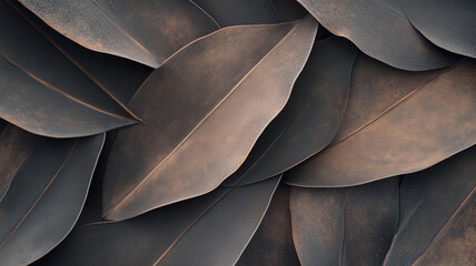 Tropical Leaves texture pattern in gradient chocolate color,concept nature background