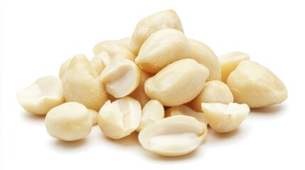 Pile of shelled peanuts on white background. Use Food product display