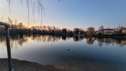 Sunset Over a Reflective Lake