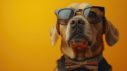 Fashionable pup posing with bowtie
