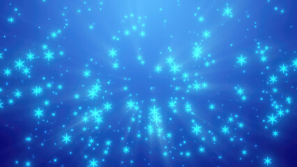 Bright blue stars scattered across a glowing blue background, creating a sparkling, celestial atmosphere