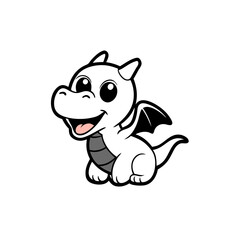 A cute dragon with tiny wings and a mischievous smile