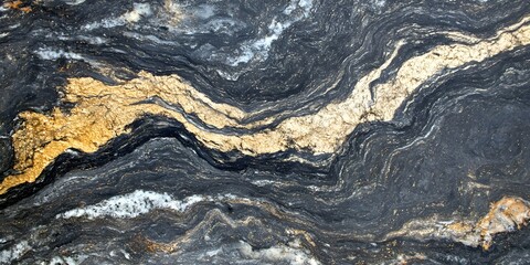 Naklejka premium Abstract Black and Gold Marble Texture Background AI Generated