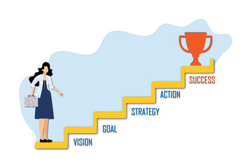 Businesswoman Climbing the Stairs of Success: Using the Principles of Achievement to Reach Your Goals