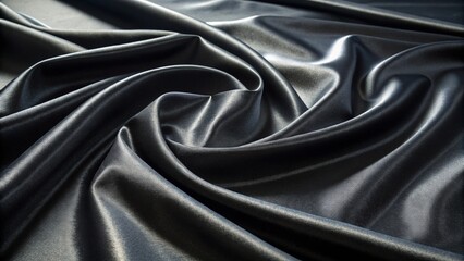 3D renders beautiful folds of black silk in full screen, like a beautiful clean fabric background. Simple soft background with smooth waves on a liquid surface. 