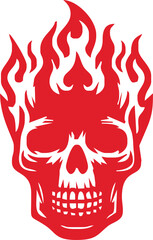Skull and fire effect. tatto design. vector illustration