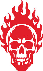 Skull and fire effect. tatto design. vector illustration