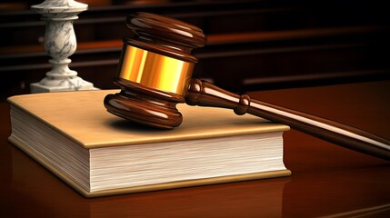 Obraz premium Gavel on Law Book- Justice, Law, Courtroom Concept