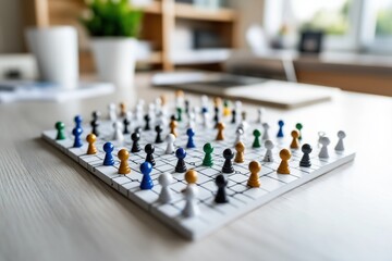 Collection of colorful low-poly avatars interacting in a virtual social network