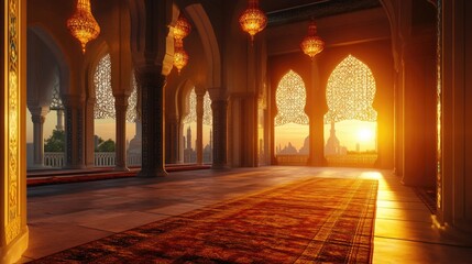 Sunrise Illuminates Grand Mosque Interior