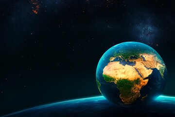 Fototapeta premium Earth From Space - Stunning view of planet Earth from outer space, showcasing continents and oceans