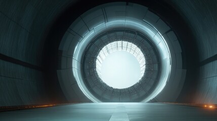 3d rendering of large hadron collider with surrounding digital space void of text offering ample copy space