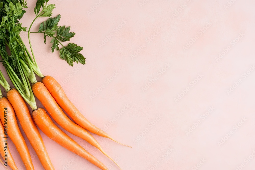 Aufkleber clean photo of fresh carrots arranged horizontally in line displayed on smooth background with soft 