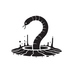  Giant space worm emerging from a crater silhouette
