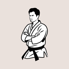 Karateka Illustration in Traditional Gi