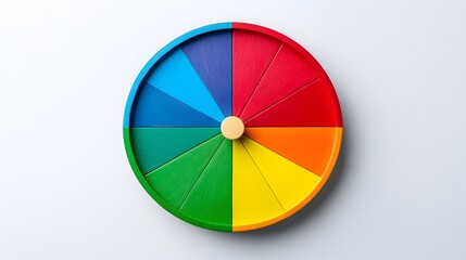 Obraz premium Vibrant Spin Wheel with Bold Color Sections on Clean White Background for Prize Game