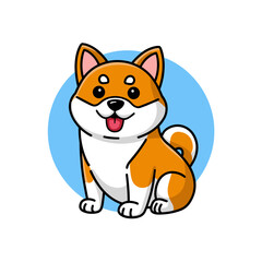Cute Cartoon Shiba Inu Sitting