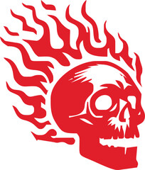 Skull and fire effect. tatto design. vector illustration