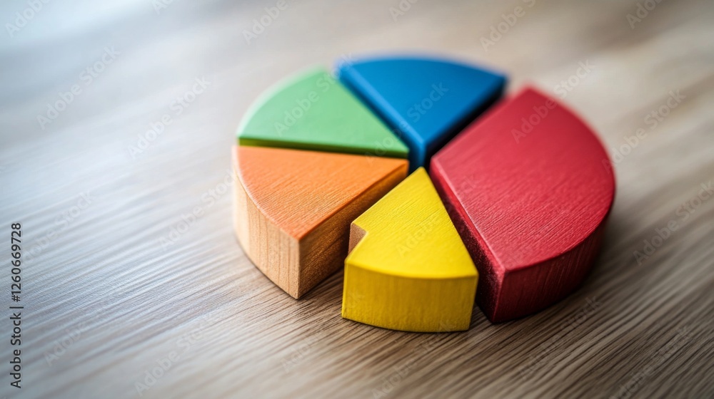 Poster a close-up of a financial pie chart displaying customer demographics, with distinct colors for age g