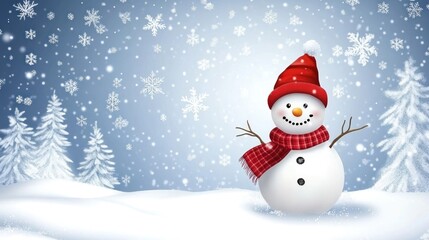 Snowman in Winter Wonderland Scene