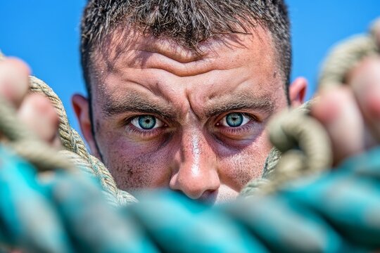 A military training camp where soldiers are undergoing a rigorous obstacle course challenge