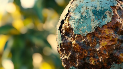 Rusty Metal Sphere Closeup Nature Background