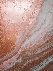 Fototapeta premium Swirling abstract design in warm rose gold and soft pastel hues, creating a layered marble-like effect.