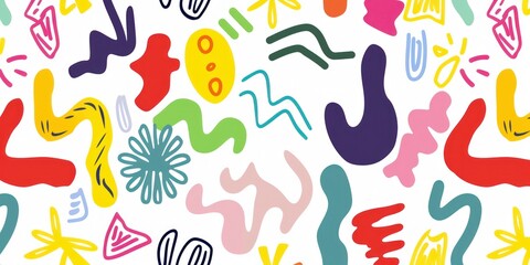 Obraz premium Colors abstract shapes white backgrounds simple art flat shading design uses 2d style flatly element curve wave dot round art