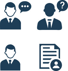 Interview Icons Collection – Job and Business Discussion Vector Set
