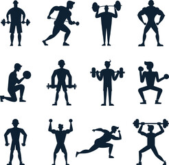 Man Exercising with Dumbbells – Workout and Fitness Vector Collection