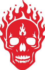 Skull and fire effect. tatto design. vector illustration