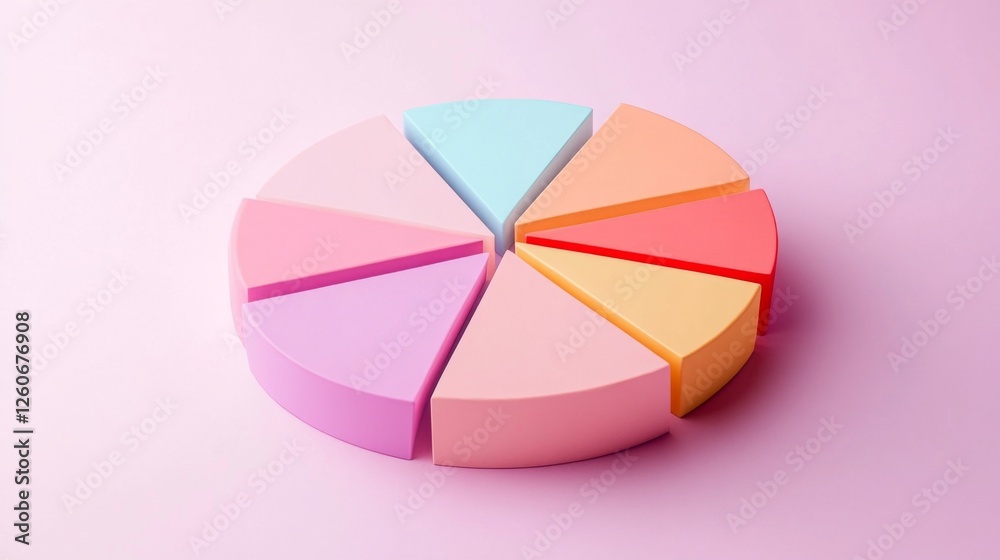 Aufkleber a minimalistic pie chart with pastel-colored slices representing different budget categories, displa