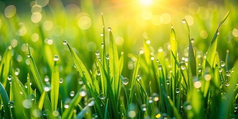 Fototapeta premium Fresh Spring Greens: Vibrant Garden Grass Close-Up