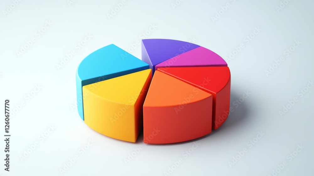 Leinwandbilder a multi-colored d pie chart in a minimalist style, with sections slightly lifted to show the data sp