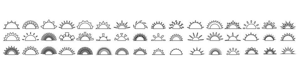 Fototapeta premium Sunset icon vector set. Sunrise illustration sign collection. Sun symbol or logo.